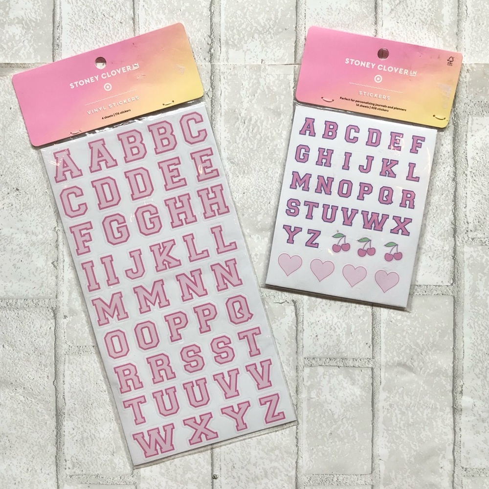 NWT Stoney Clover Lane x Target Sticker Bundle Pink Preppy Varsity Letters